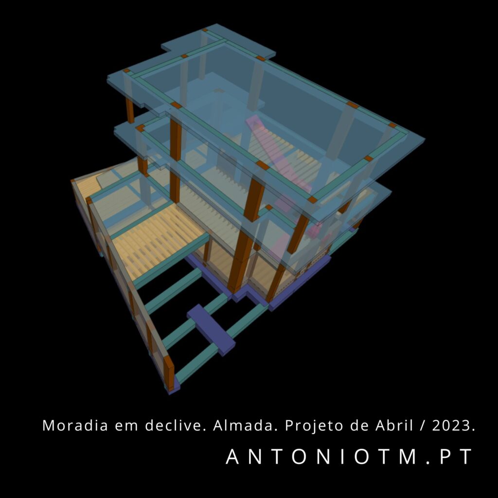 Moradia em Almada. Imagem 18 de 24. Projeto de Estabilidade ou Projeto de Estruturas para uma Moradia em Almada. Na imagem: Vista 3D da Estrutura.