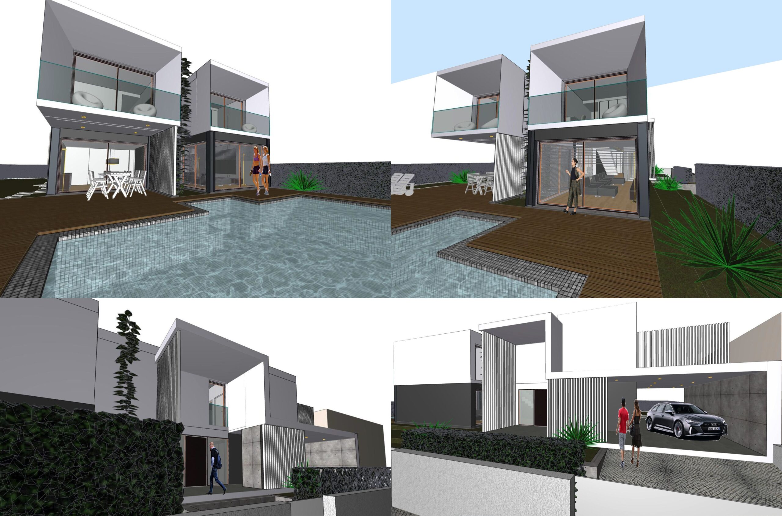 Moradia na Aroeira. Almada. Projetos. Na imagem: Vistas 3D da Arquitetura.