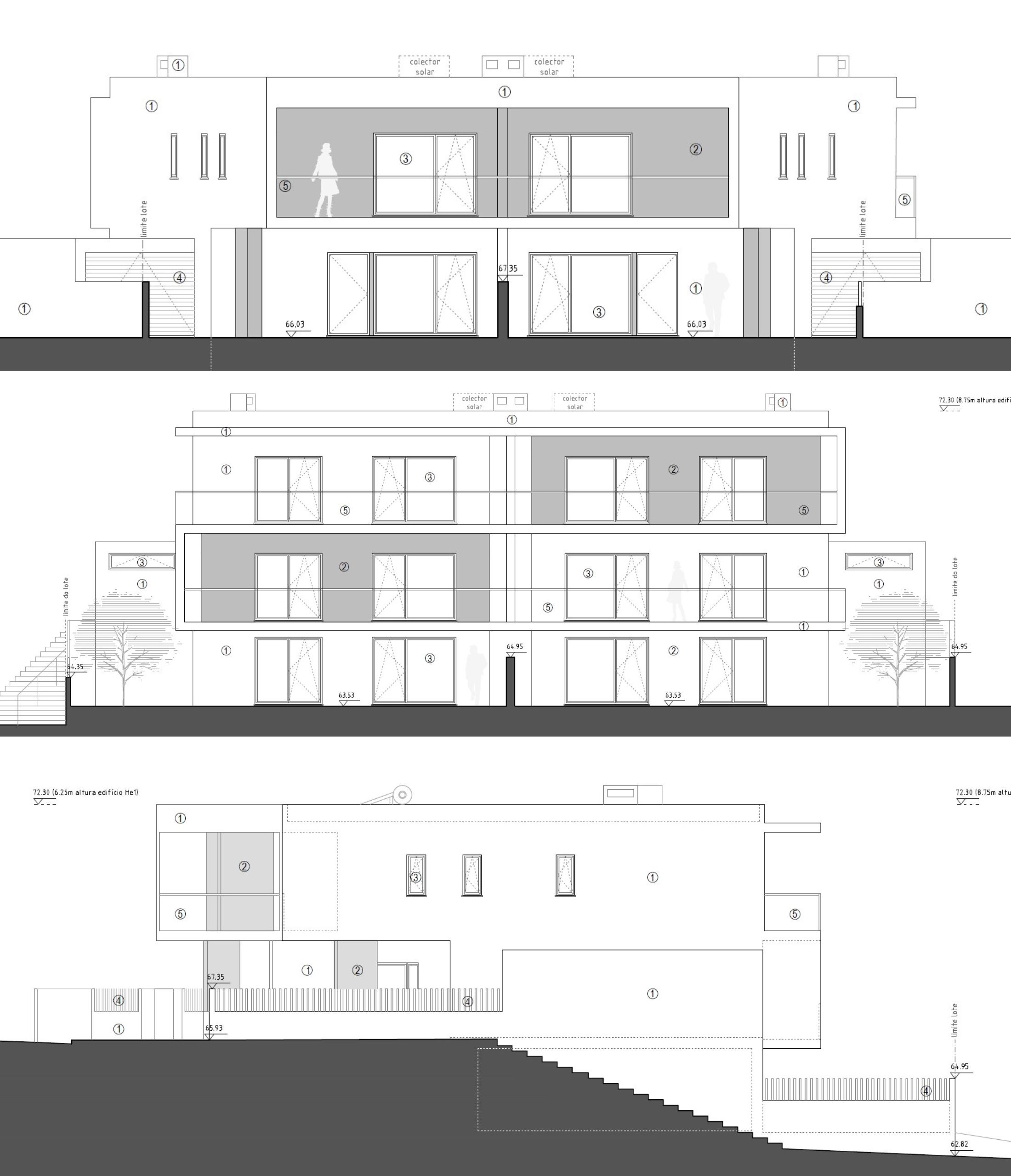 Bifamiliar na Caparica. Arquitetura. Alçados